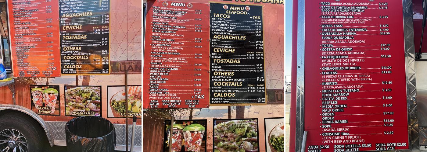 Xolotacos Menu