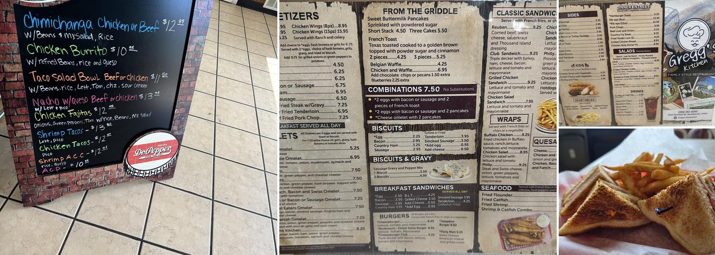 Gregg's Kitchen Menu