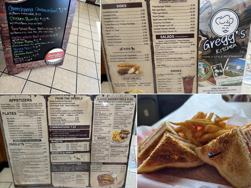 Gregg's Kitchen Menu