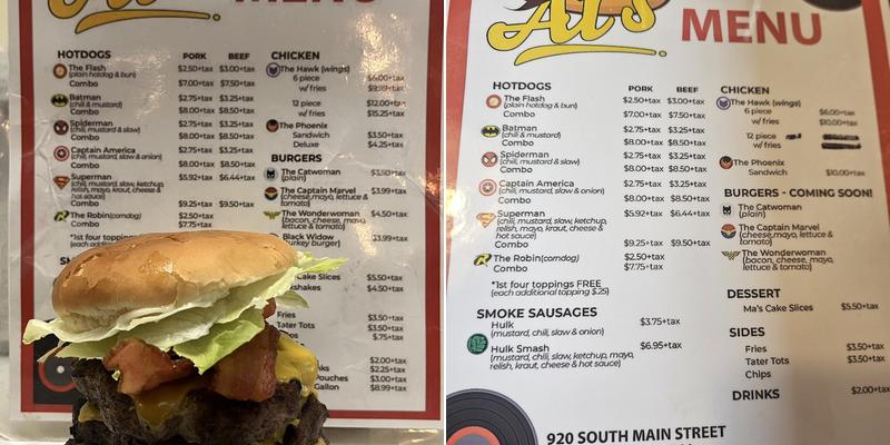 Uncle Al’s Menu