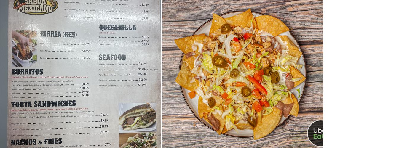 Sabor Mexicano Menu