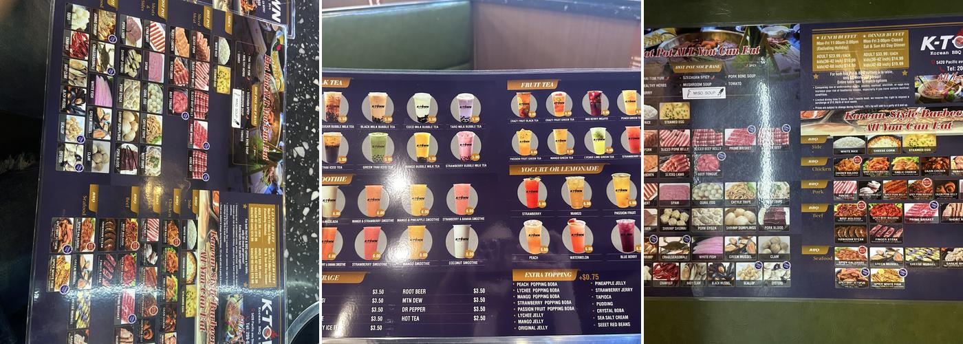 K-Town Korean BBQ & Hot Pot Menu