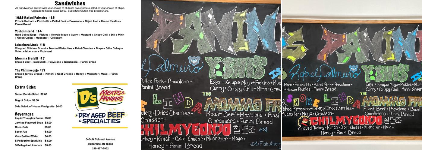 D’S Meats and Paninis Menu