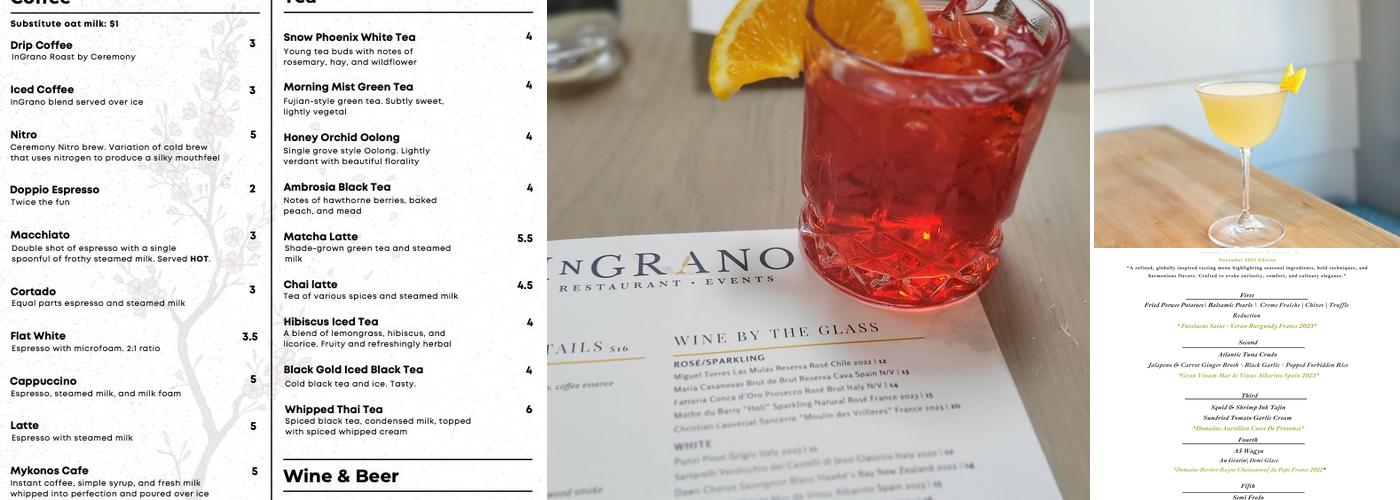 InGrano Restaurant and Events Menu