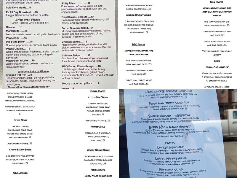 Bobby Mac's BBQ Menu