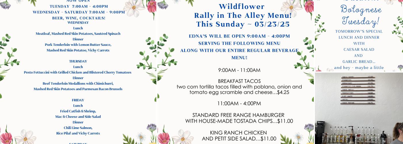 Edna’s Kitchenette Menu