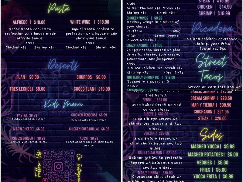 VYBEZ Restaurant Menu