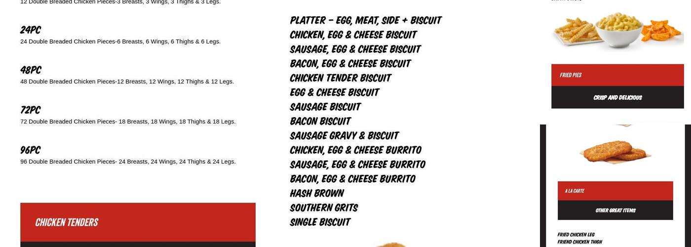 Raise The Roost Menu