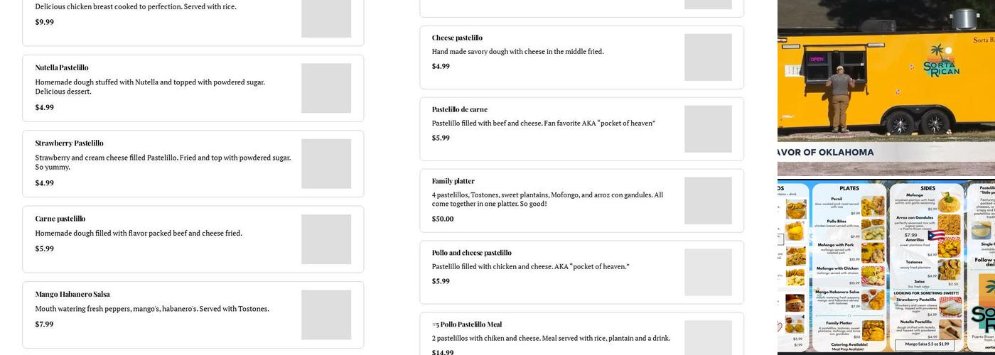 Sorta Rican Menu