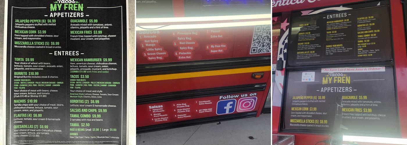 Tacos My Fren Menu