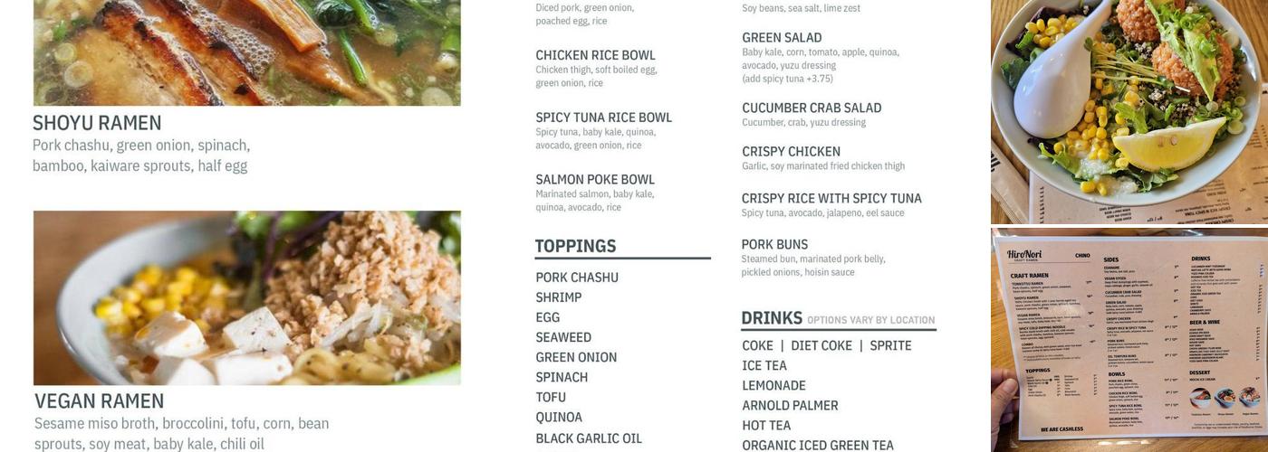 HiroNori Craft Ramen (Chino) Menu