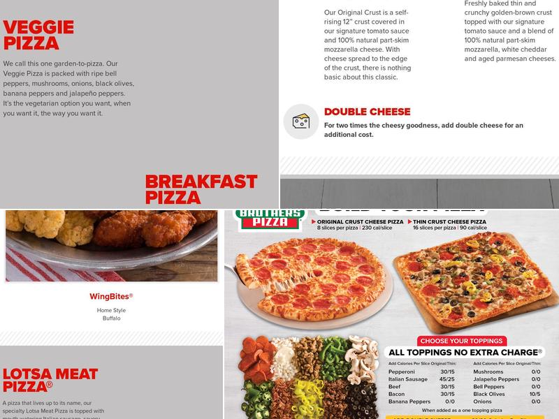 Hunt Brothers Pizza Menu