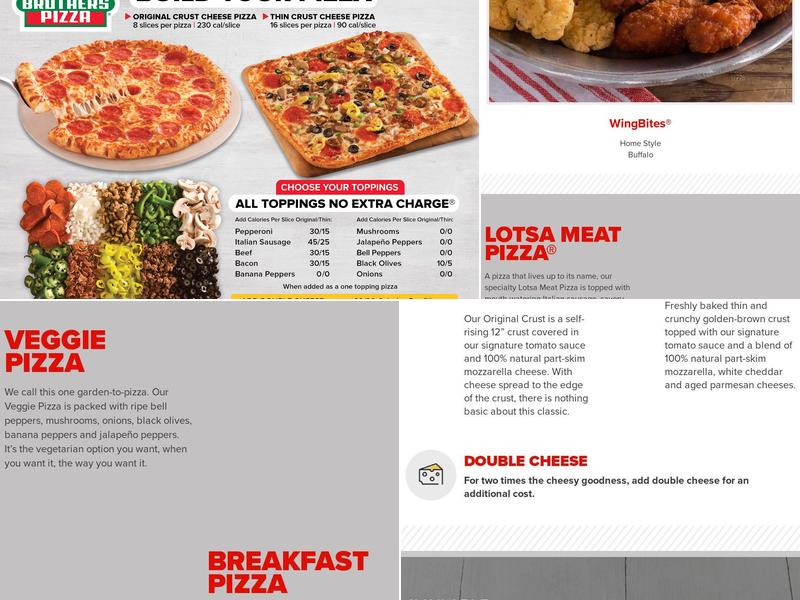 Hunt Brothers Pizza Menu