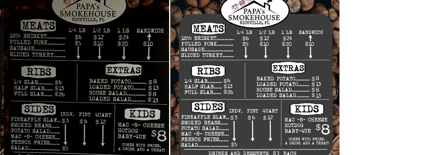 Papa’s Smokehouse Menu