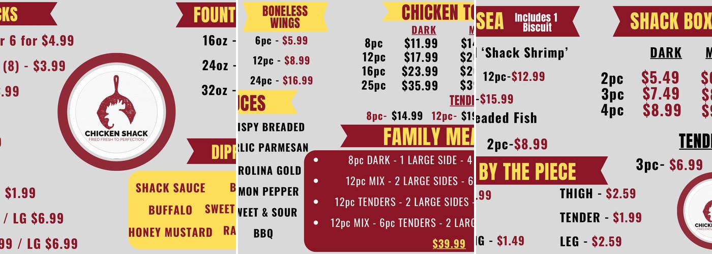 Chicken Shack Menu