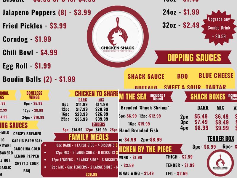 Chicken Shack Menu