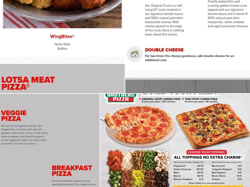 Hunt Brothers Pizza Menu