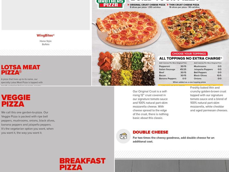 Hunt Brothers Pizza Menu