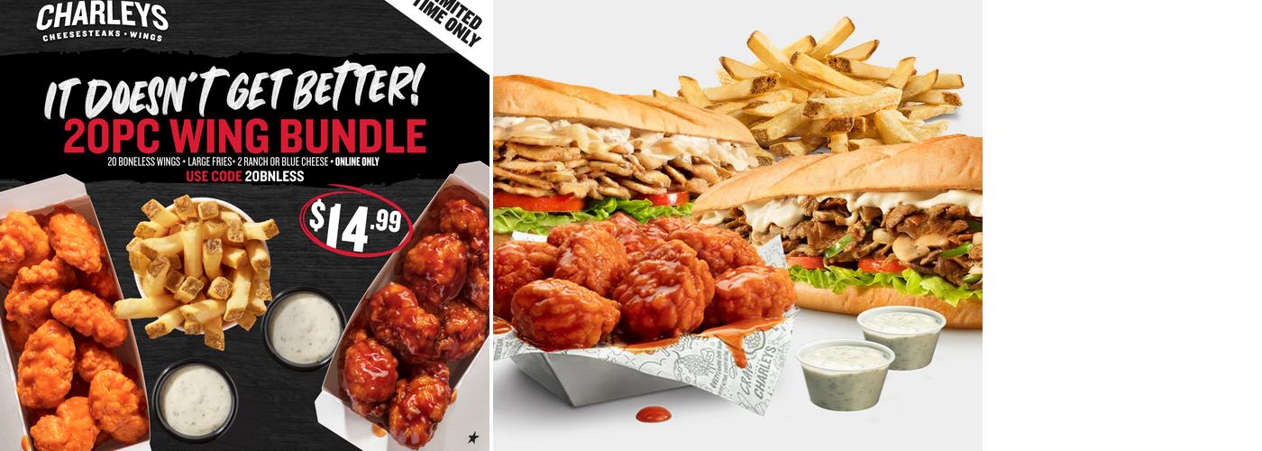 Charleys Cheesesteaks and Wings Menu