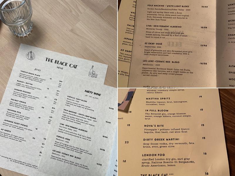 The Black Cat Menu