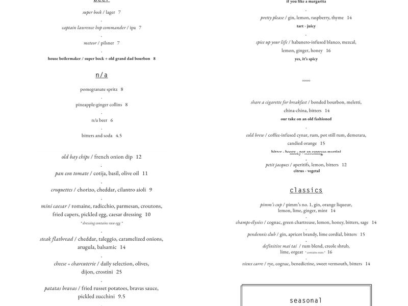 d.b.a Menu