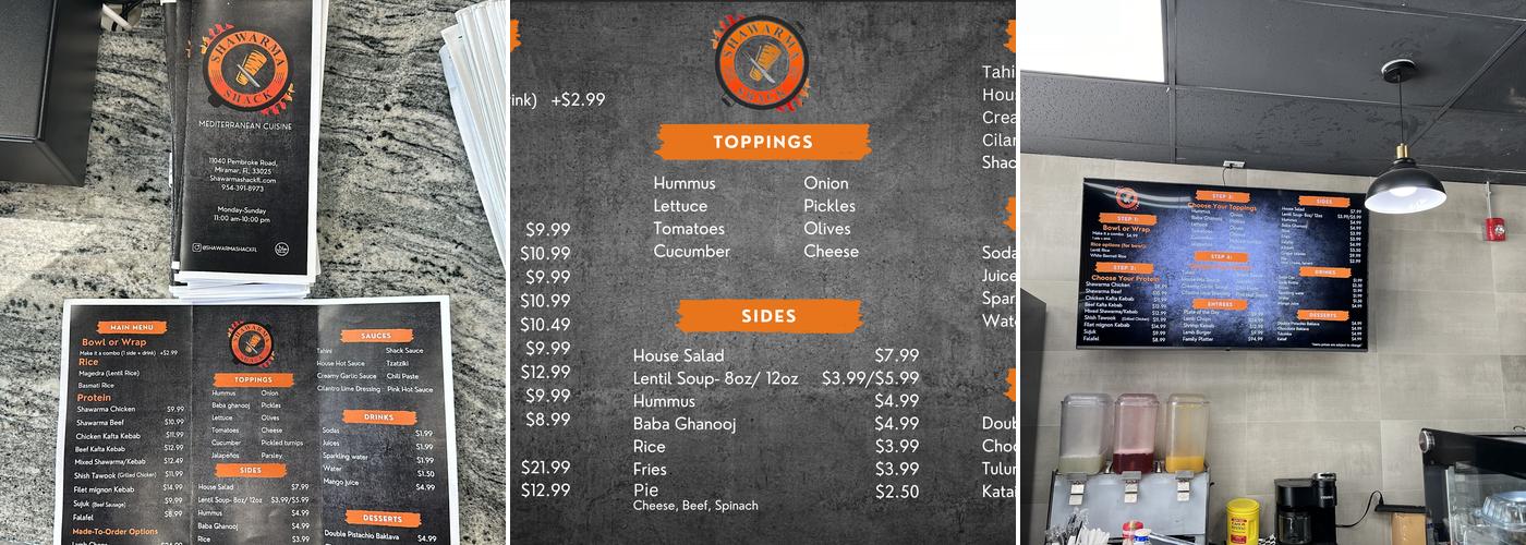 Shawarma Shack Menu
