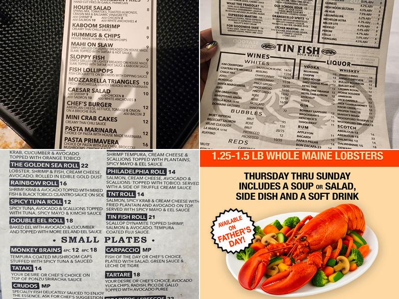 Tin Fish Boca Menu