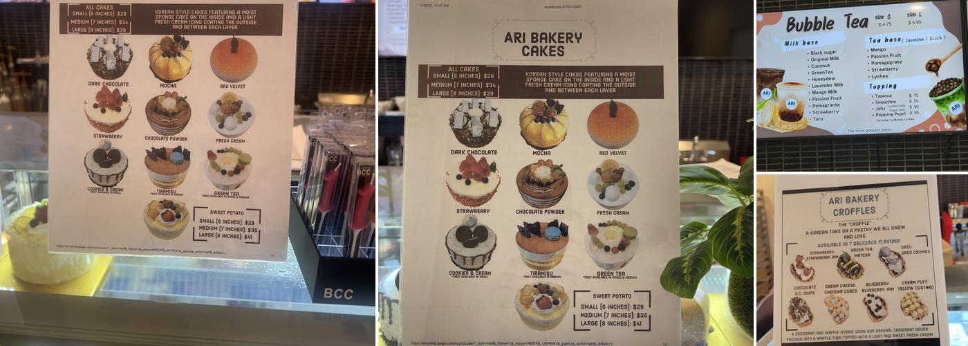 ARI Bakery Cafe Menu