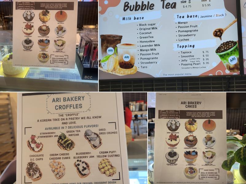 ARI Bakery Cafe Menu