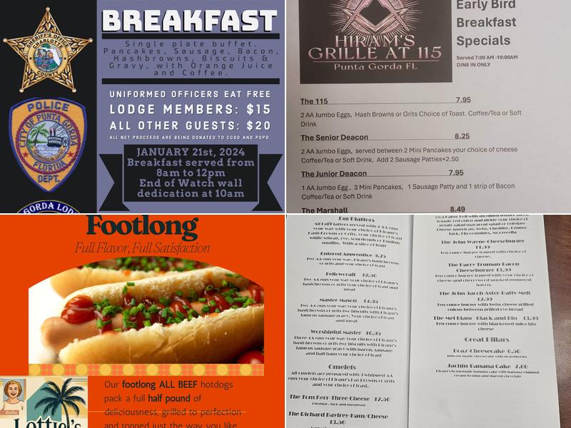 Hiram's Grille at 115 Menu