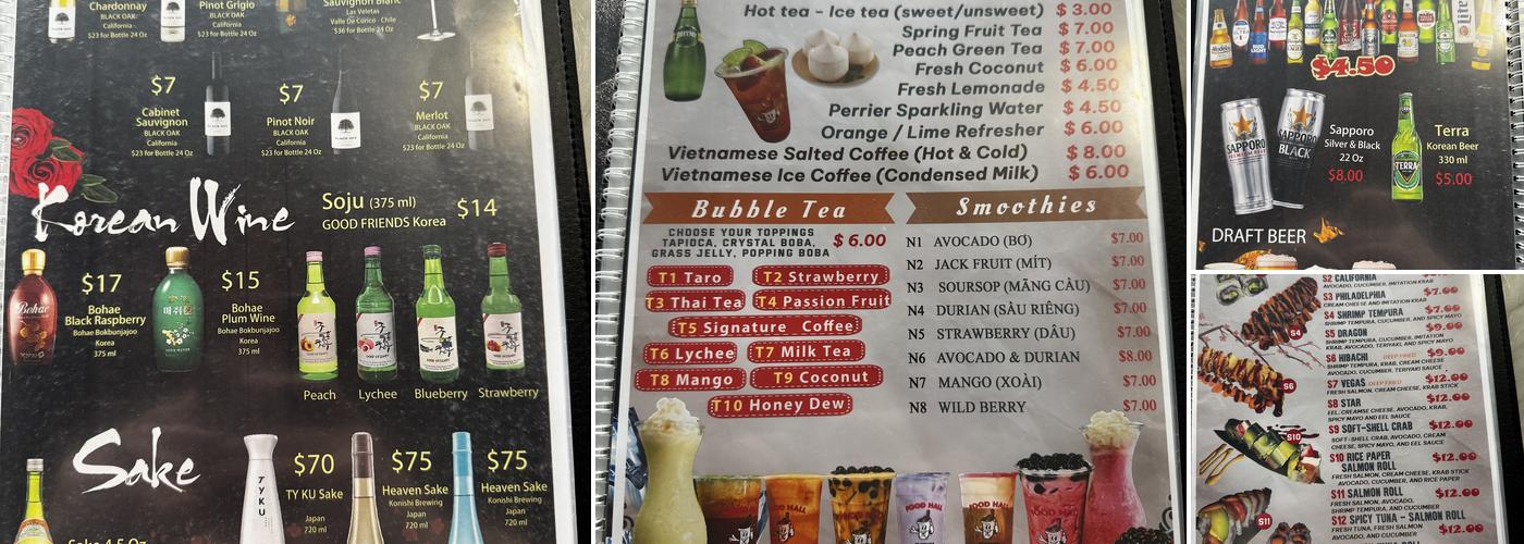 Food Hall Vietnamese Pho Japanese Hibachi Boba Menu