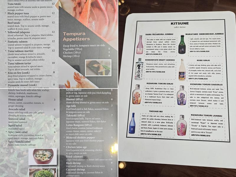 Kitsune Sushi Menu