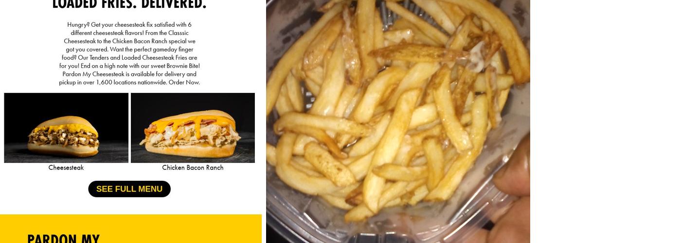 Pardon My Cheesesteak Menu