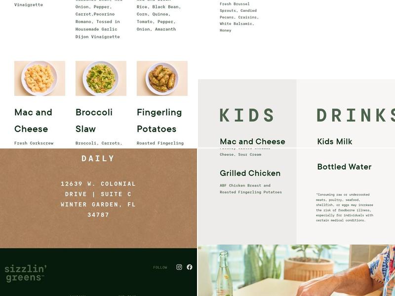 Sizzlin' Greens Menu