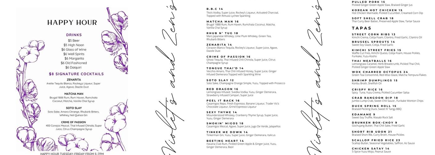 Violet's and Zen's Menu