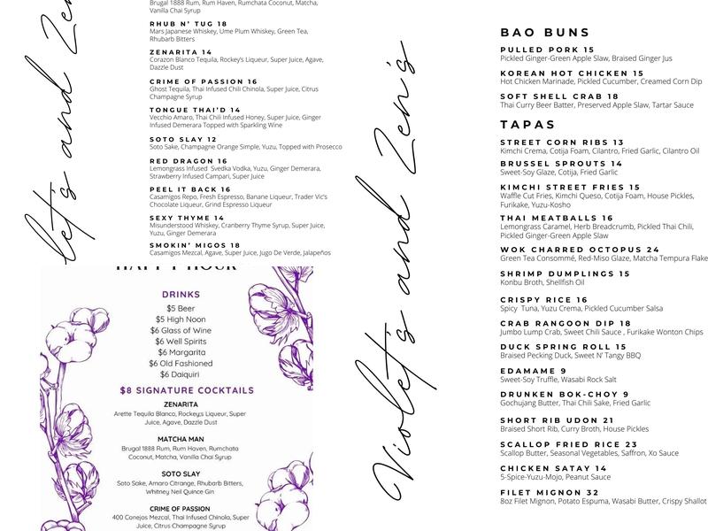 Violet's and Zen's Menu