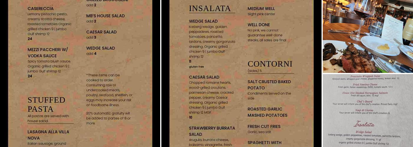 Mabella Italian Steakhouse Midland Menu