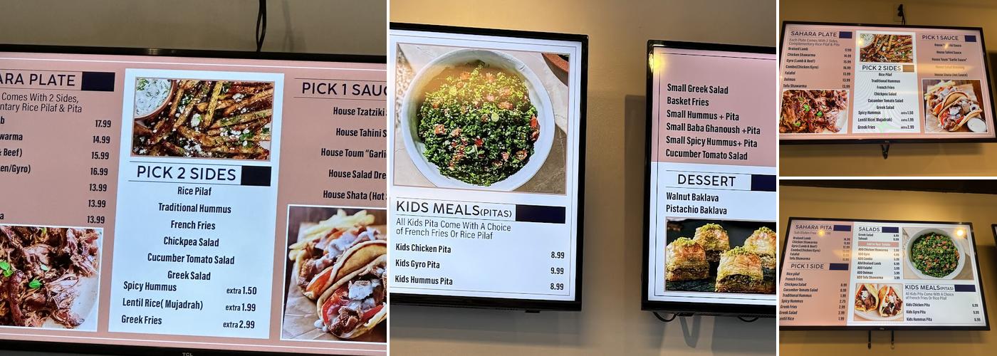 SAHARA Cafe Mediterranean Grill Menu