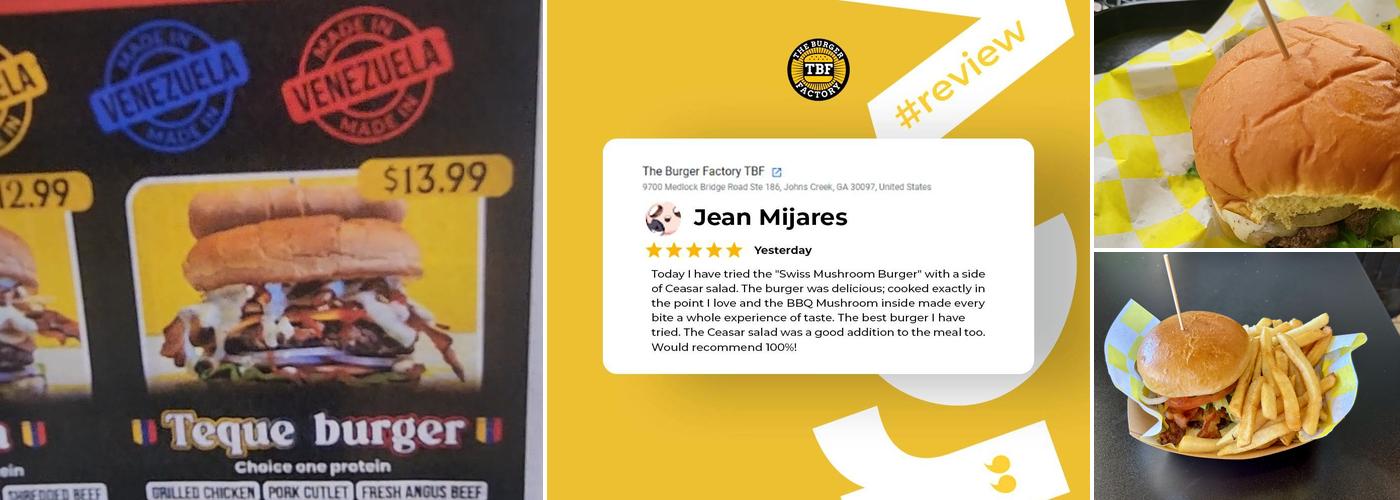 The Burger Factory TBF Menu