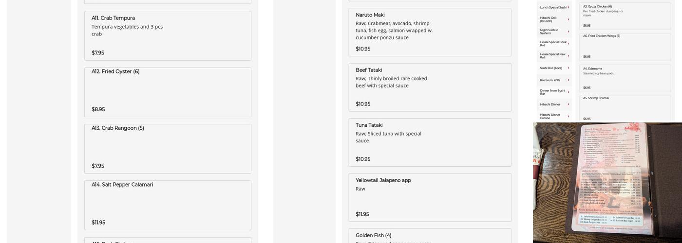 Tokyo Sushi & Hibachi Menu