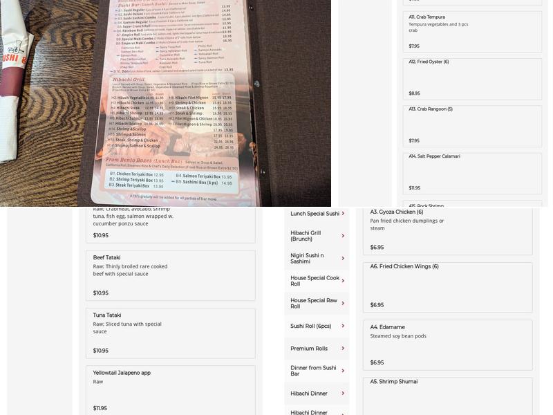 Tokyo Sushi & Hibachi Menu