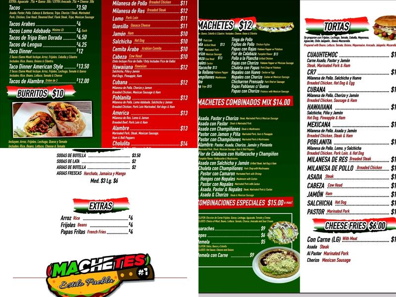 Machetes #1 Joliet Menu