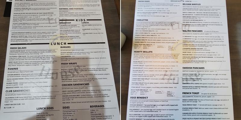 Egg House Menu