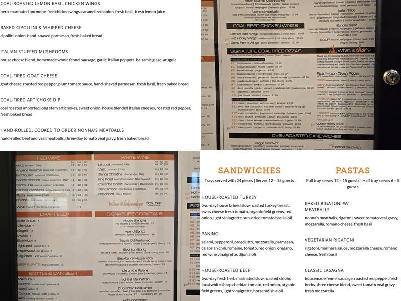 SLYCE Coal Fired Pizza Company Menu