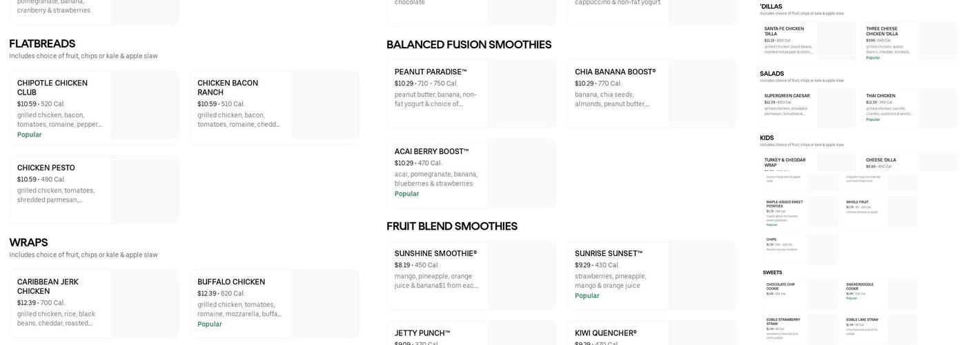 Tropical Smoothie Cafe Menu