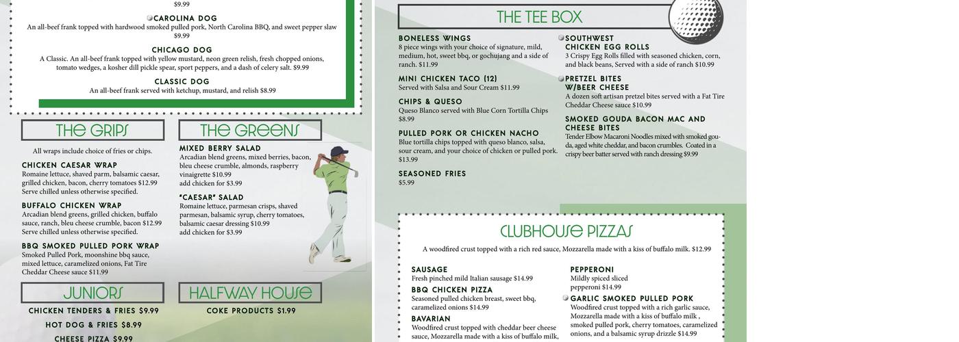 X-Golf Bloomington Menu