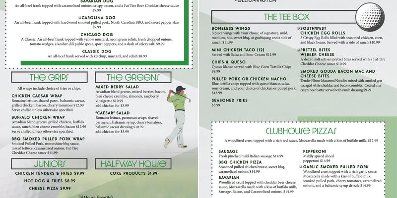 X-Golf Bloomington Menu