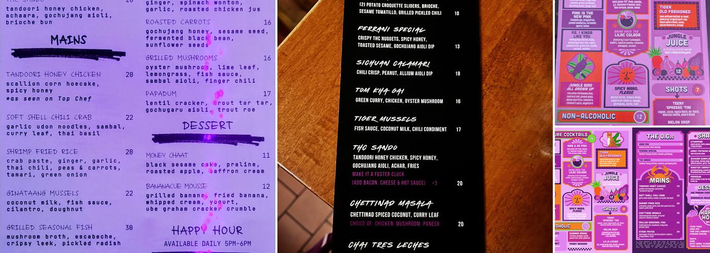 Lilac Tiger Menu