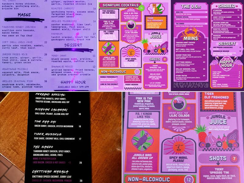 Lilac Tiger Menu