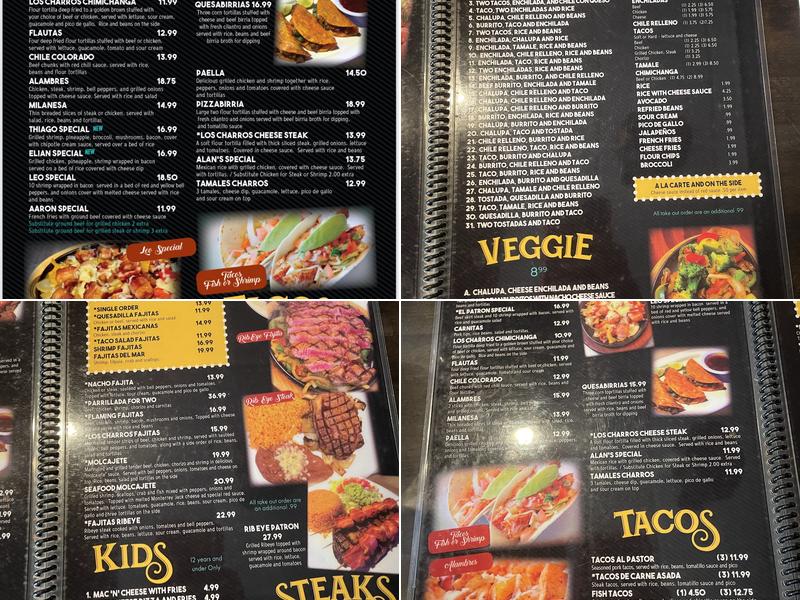 Los Charros Menu